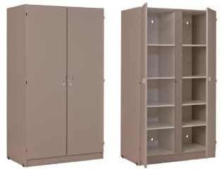 Armoire chambre 2 portes - 1 porte penderie et 1 porte lingère KUMYOS - 5 Tablettes et 1 tringle – Panneau particules surfacé mélaminé  – L.1000 x H.1800 x P.590 mm  - 12129990-281128156.jpg
