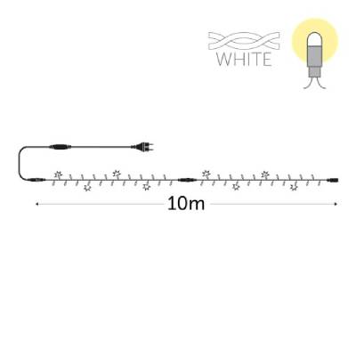 10 m - 100 leds blanc chaud - fil blanc