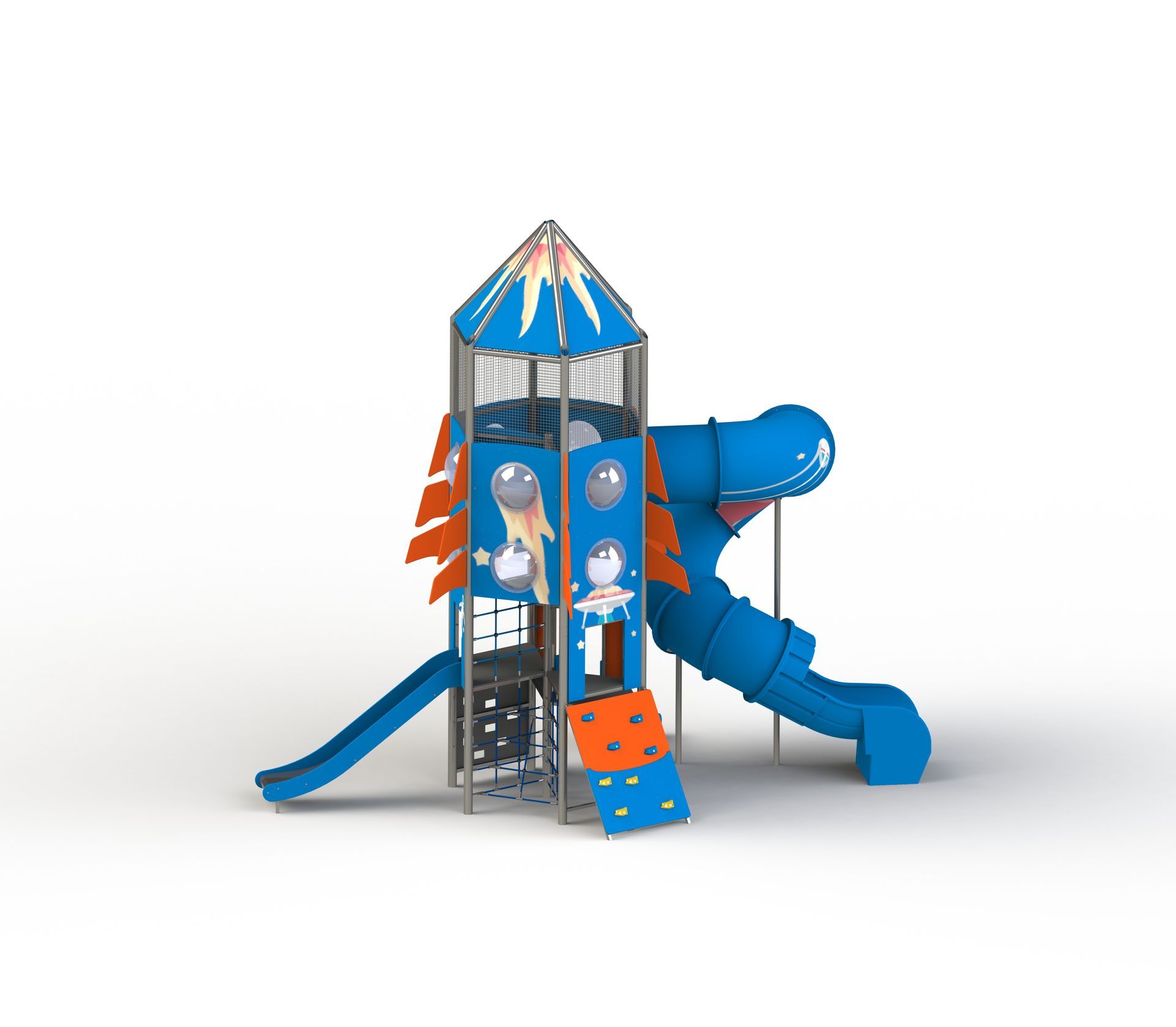 Tour de jeu pour enfants avec 2 toboggans - Acier inoxydable - Thème fusée - 13583395-135562255.jpg