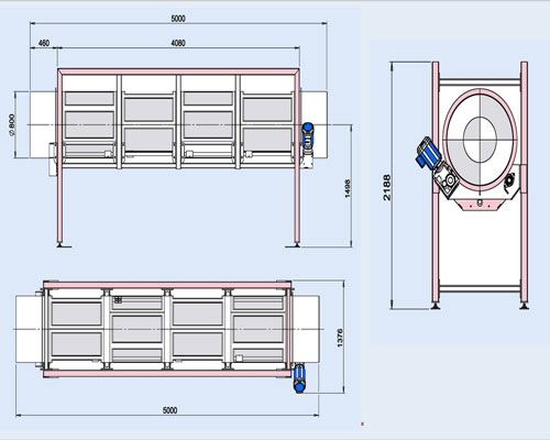 Crible rotatif industriel - Diamètre : 800 à 1600 mm - Longueur utile : 2700 à 3600 mm – Vitesse : 15 tr/min réglable - Alimentation : 3 kW, triphasé  - 13727462-235432813.jpg