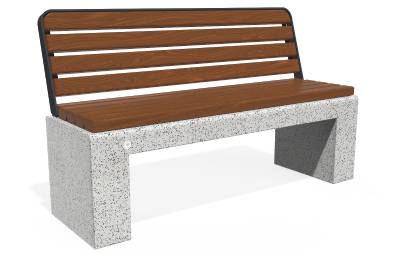 Banc béton avec assise et dossier en bois certifié