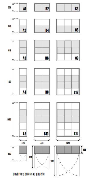 Configuration<br>Précisez l'ouverture à gauche ou à droite lors du passage de votre commande. 