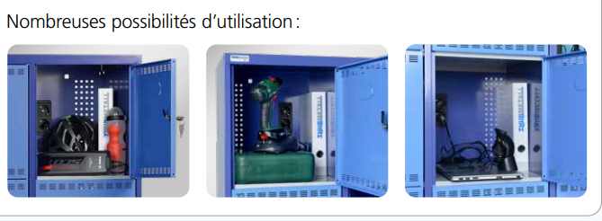 Pour chaque casier, un bloc prise multimédia avec deux prises de courant (230V) est d’ores et déjà entièrement monté.