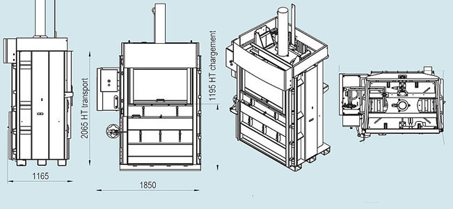 Presse à balles verticale - Poids des balles : jusqu'à 400 kg - Force de compression : 52 tonnes - Puissance : 7,5 kW - Temps de cycle : 40 s - 16193313-785543851.jpg
