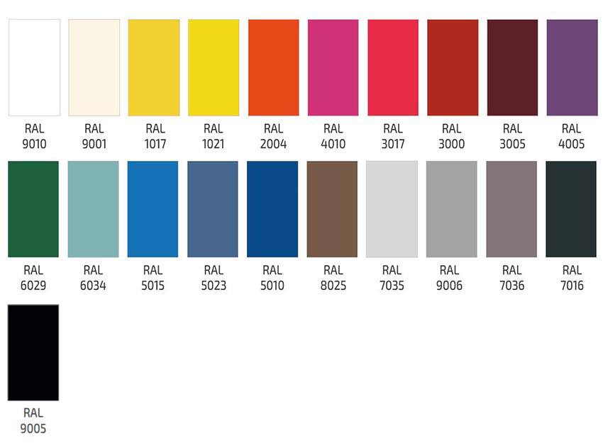 Nuancier (coloris à préciser lors de la commande) 