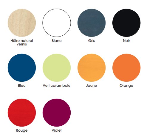 Coloris standard : Hêtre vernis naturel<br>Autres coloris disponibles sur demande