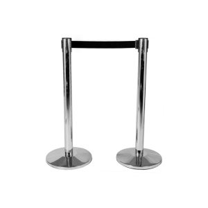Poteau inox, sangle noir