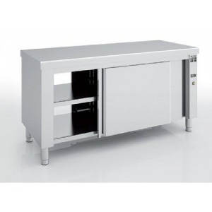 Meuble chaud de cuisine en inox - Mural - Avec dosseret 100 mm – Capacité : de 320 à 670 L - Portes coulissantes - L.1200 à 2250 x P.700 x H.850 mm - 17531119-445649435.jpg