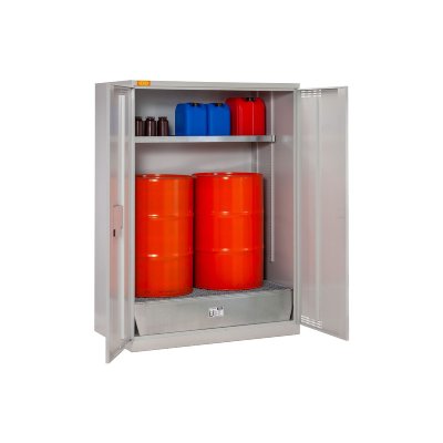Armoire à fûts 14/20, bac de rétention 210 litres et caillebotis acier galvanisé
