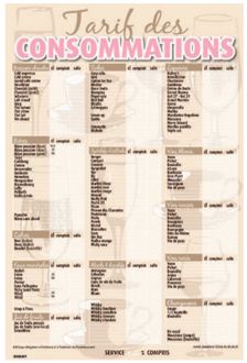 Tarif des consommations