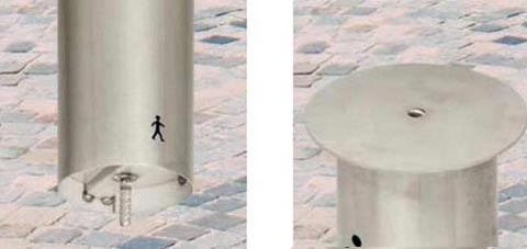 Amovible par clé ergot (clé non fournie)