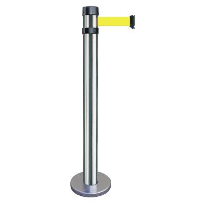 Poteau chromé base standard - sangle 2m jaune
