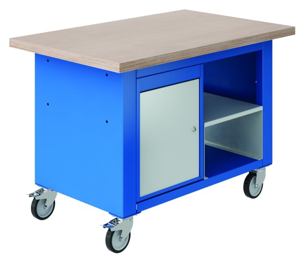 Établi mobile avec 1 porte + étagère intérieur et 1 étagère ouverte