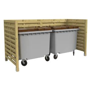Cache conteneur simple en bois - Capacité : 770L - L.1360 x P.1180 x H.1440 mm - Sur platines - 21394124-823624656.jpg