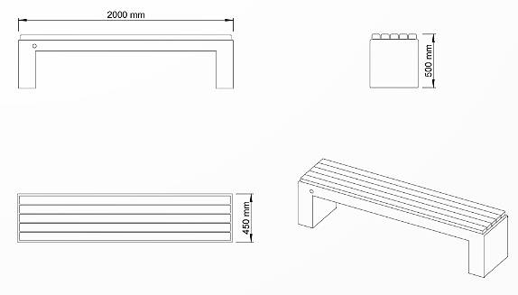 Schéma : ES: Assise en bois épicéa, agrégat en relief