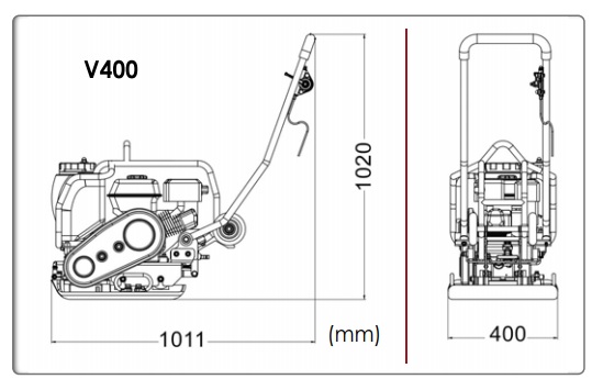 Plaque vibrante marche avant - Poids 85 ou 97 kg - Largeur 400 mm - Rendement 685 ou 805 m²/h - 23216244-242154685.jpg