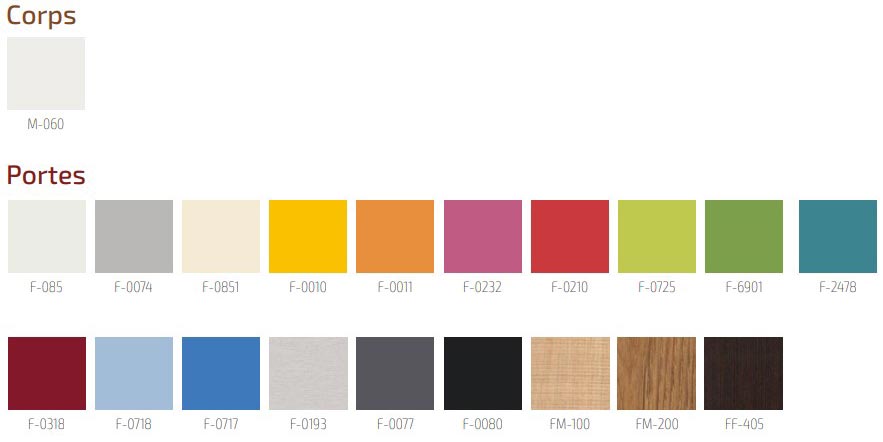 Nuancier (coloris à préciser lors de la commande)