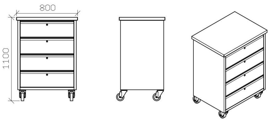 Chiffonnier d'atelier inox - 4 tiroirs - L 800 x P 400 x H 1100 mm - 24582282-399218362.jpg