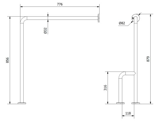 Barre fixe au sol et au mur avec 3 points de fixation 24617371-797534744.jpg