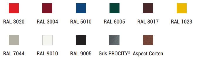 Nuancier (coloris à préciser lors de la commande)