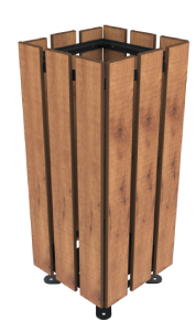 Corbeille de ville en compact HPL - Structure acier anthracite - A sceller - Capacité : 50 ou 130 L - L.350 à 465 x P.350 à 465 x H.1150 mm - Coloris au choix - 2509784-216477441.jpg