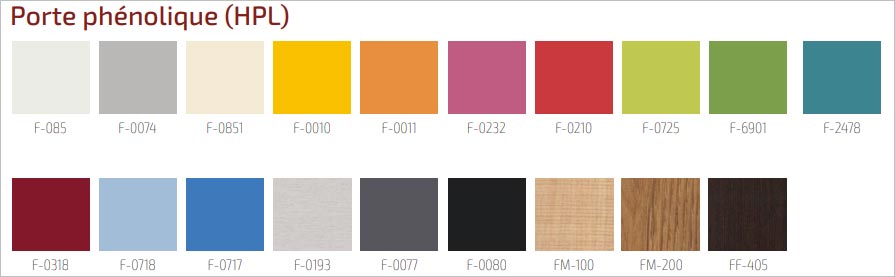 Nuancier (Coloris à préciser lors de la commande) 