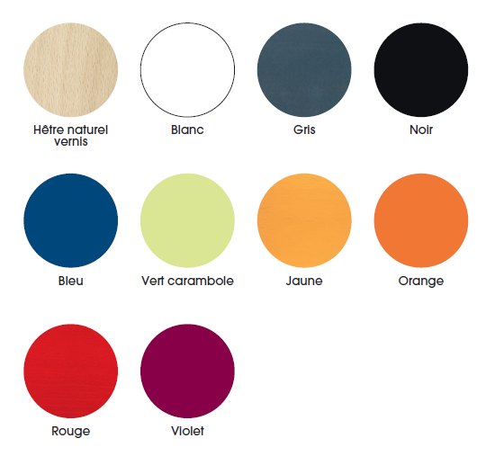 Coloris standard : Hêtre vernis naturel<br>Autres coloris disponibles sur demande