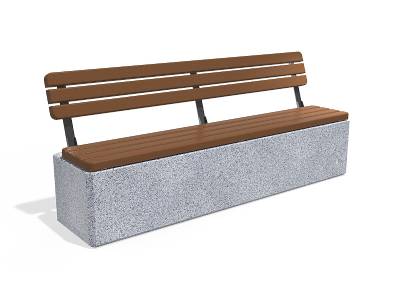 Banc béton avec assise en bois certifié FSC
