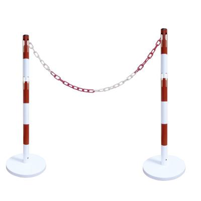 Kit de 2 poteaux acier base lestée rouge/blanc avec 2m de chaine