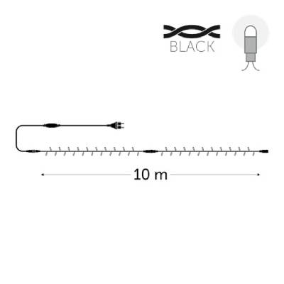 100 leds blanches - fil noir - avec alimentation