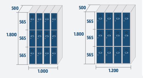 Vestiaire 12 casiers (4 colonnes)