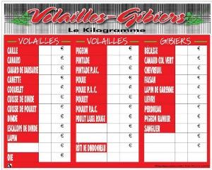 Volailles-gibiers 50 x 40 cm