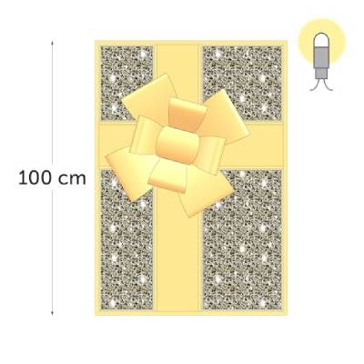 leds blanc chaud - doré - 100 x 70 x 35 cm