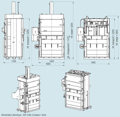 Presse à balles verticale - Poids des balles: 500 kg - Force de compression : 52 t – Balles : 1200 × 850 × 1300 mm - Puissance : 7,5 kW - 3319140-943217268.jpg