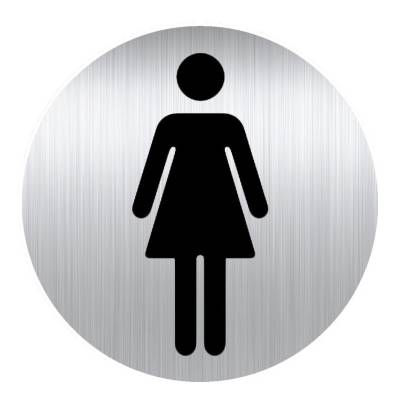 Panneau rond 80mm aluminium adhésif - toilettes femmes