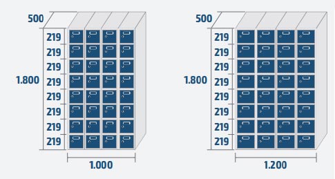 32 casiers (4 colonnes) 