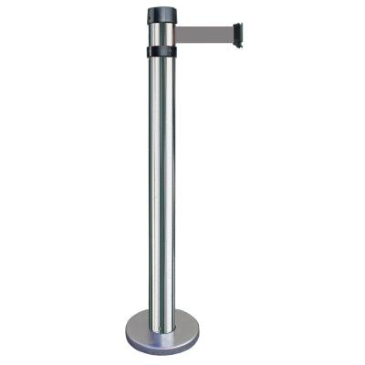 Poteau chromé base standard - sangle 2m grise