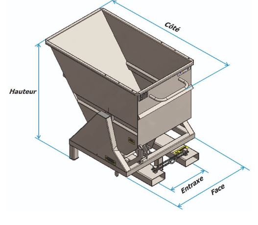 Benne auto-basculante multi usages - Charge : 1800 kg - Volume : de 500 à 2000 L – Epaisseur : 3 mm - 368024-189863942.JPG