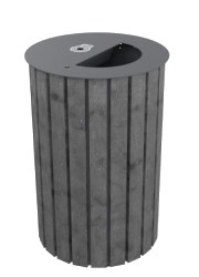 Corbeille en plastique recyclé - Structure et couvercle en acier – 80 L – Sans cendrier - A cheviller – Ø.510 x H.787 mm - Anthracite - 37727719-469427498.jpg