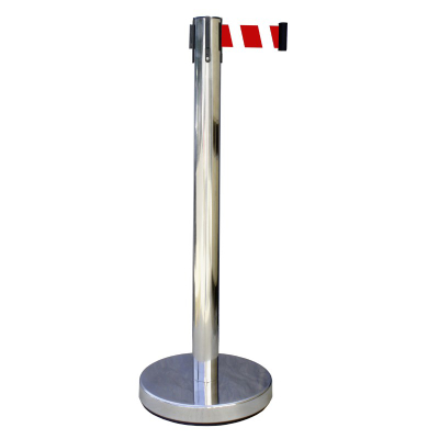 Poteau Inox / Sangle Rouge & Blanc