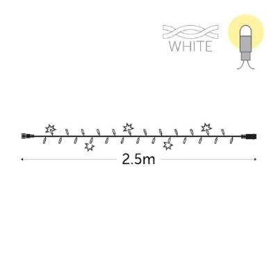 2.5 m - 25 leds blanc chaud - fil blanc