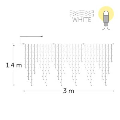 3 x 1.4 m - 300 leds blanc chaud - avec alimentation