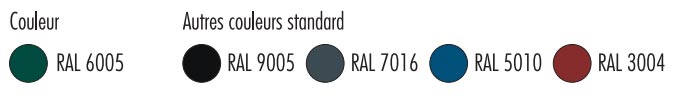 5 coloris disponibles (Autres RAL sur demande)