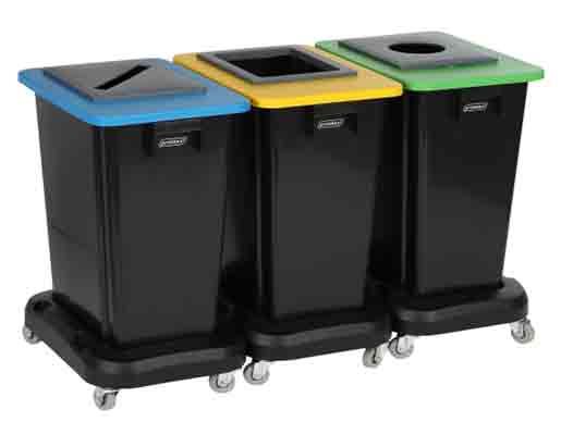 - Kit 3 Couvercles de cadre<br>- 1 Insert rectangulaire<br>- 1 Insert rond<br>- 1 Insert à fente<br>- 3 Collecteurs de tri 60 L 