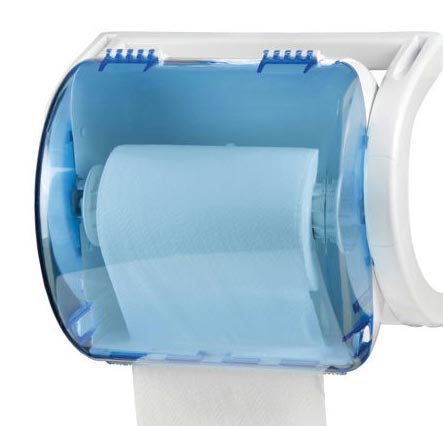 Distributeur essuie mains en bobine - ABS Bleu transparent-Blanc  - 41468155-936158225.jpg