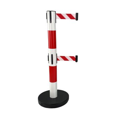 Poteau rouge/blanc base lestée double sangle 4m rouge/blanche