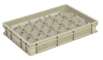 Casier à verres en polyéthylène avec séparateur - Ajouré -  15 compartiments - Beige -  L.600 x 400 x 100 mm - Ø106 mm - 42374235-215428489.jpg