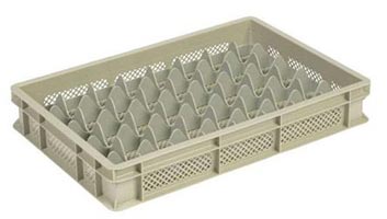 Casier à verres en polyéthylène avec séparateur - Ajouré -  15 compartiments - Beige -  L.600 x 400 x 100 mm - Ø106 mm - 42374235-233922896.jpg