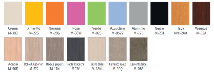 Nuancier (coloris à préciser lors de la commande)