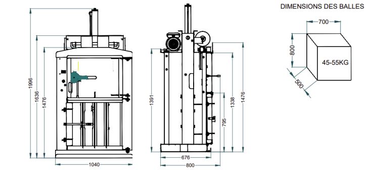 Presse à balles verticale - Poids des balles : jusqu'à 55 kg - Force de compaction : 3,5 t - Alimentation : 230 V monophasé - 4282133-154142724.JPG